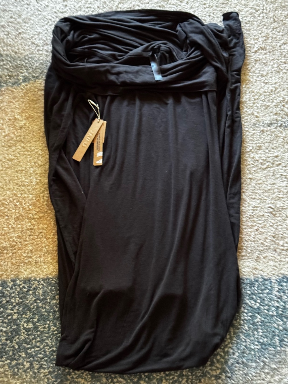 NEW SKIMS Sheer Modal Off Shoulder Long Dress in Onyx - Picture 5 of 7